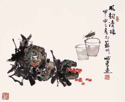 沈威峰 2004年作 风韵清珠 镜心